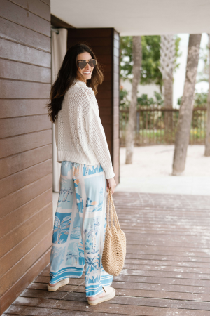 Vintage Havana Open Knit 1/4 Zip Sweater