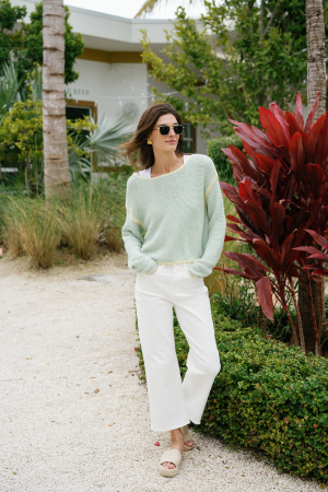 By Together Contrast Stitch Crochet Sweater