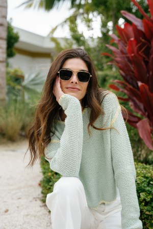 By Together Contrast Stitch Crochet Sweater