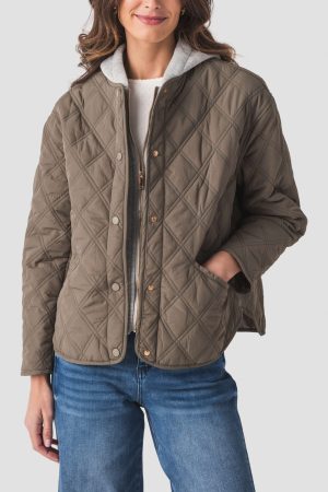 En Creme Quilted Jacket Hoodie