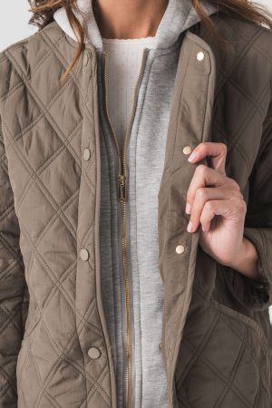 En Creme Quilted Jacket Hoodie