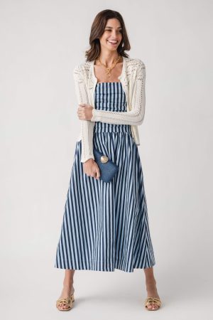 Pinch Striped Strapless Dress