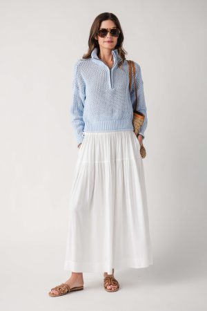 Vintage Havana Open Knit 1/4 Zip Sweater