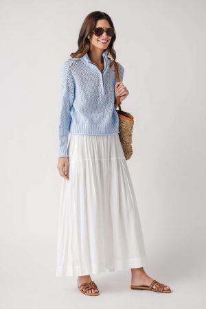 Vintage Havana Open Knit 1/4 Zip Sweater