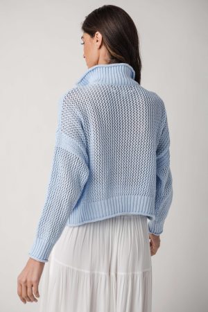 Vintage Havana Open Knit 1/4 Zip Sweater