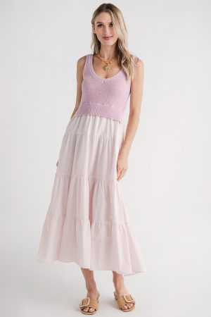 Elan Mixed Media Maxi Dress
