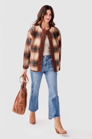 RD Style Sophie Sherpa & Cord Trim Jacket