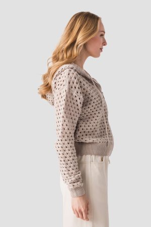 Elan Crochet Hooded Sweater