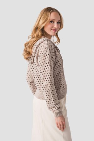 Elan Crochet Hooded Sweater