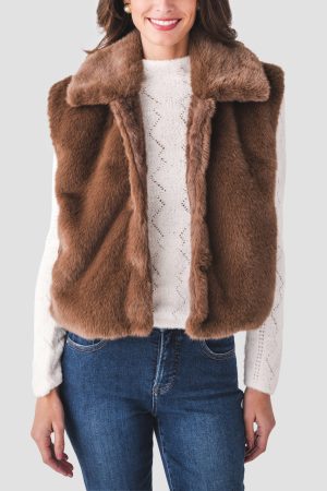 Dress Forum Collared Faux Fur Vest