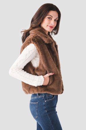 Dress Forum Collared Faux Fur Vest