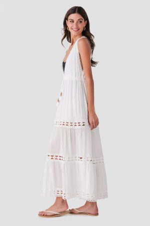 Elan Halter Tiered Maxi Dress
