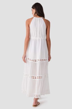 Elan Halter Tiered Maxi Dress