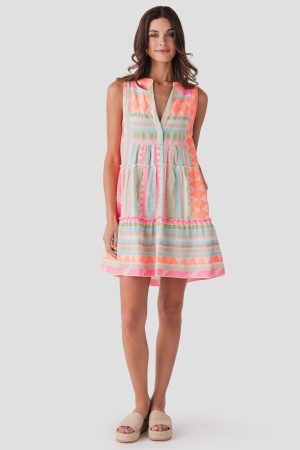 Elan Neon Embroidered Mini Dress