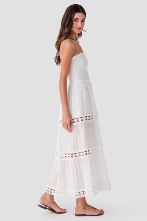 Elan Smocked Strapless Midi Dress