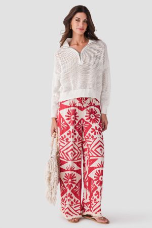 Vintage Havana Open Knit 1/4 Zip Sweater