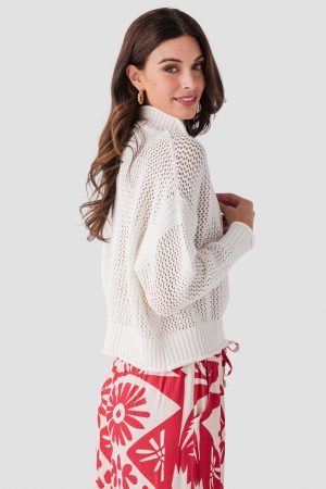 Vintage Havana Open Knit 1/4 Zip Sweater