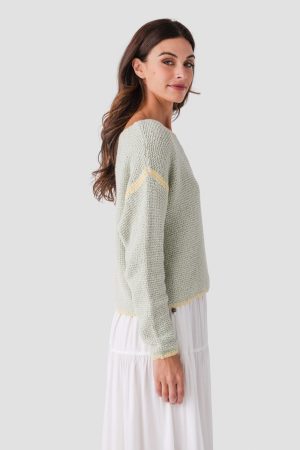 By Together Contrast Stitch Crochet Sweater