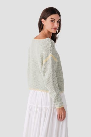 By Together Contrast Stitch Crochet Sweater