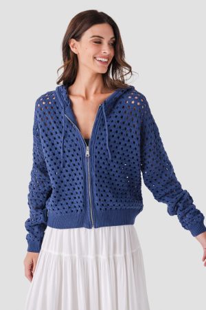 Elan Crochet Hooded Sweater