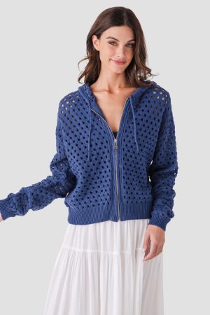 Elan Crochet Hooded Sweater