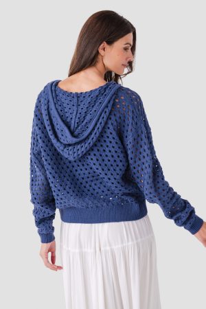 Elan Crochet Hooded Sweater